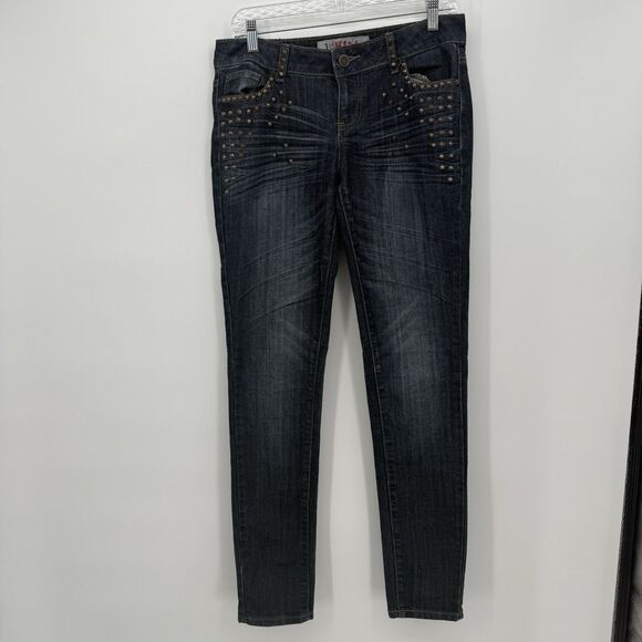 1st Kiss Juniors Y2k Dark Wash Mid Rise Skinny Ankle Jeans Size 9 - Picture 1 of 10